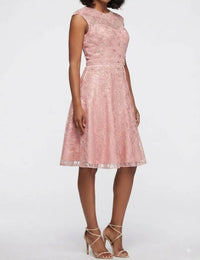 Sue Wong - Women's Cap Sleeve Cutout Back Floral Party Dress