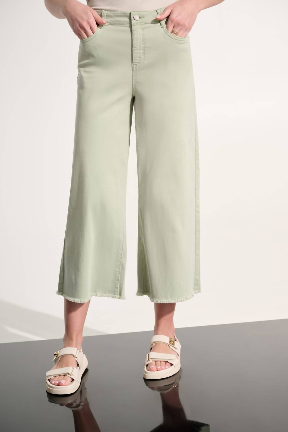 Joseph Ribkoff Goldie Wide Leg Cropped Jeans in seafoam - women's jeans