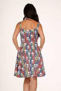 Orchid Bloom - Skulls Rainbow Swing Dress