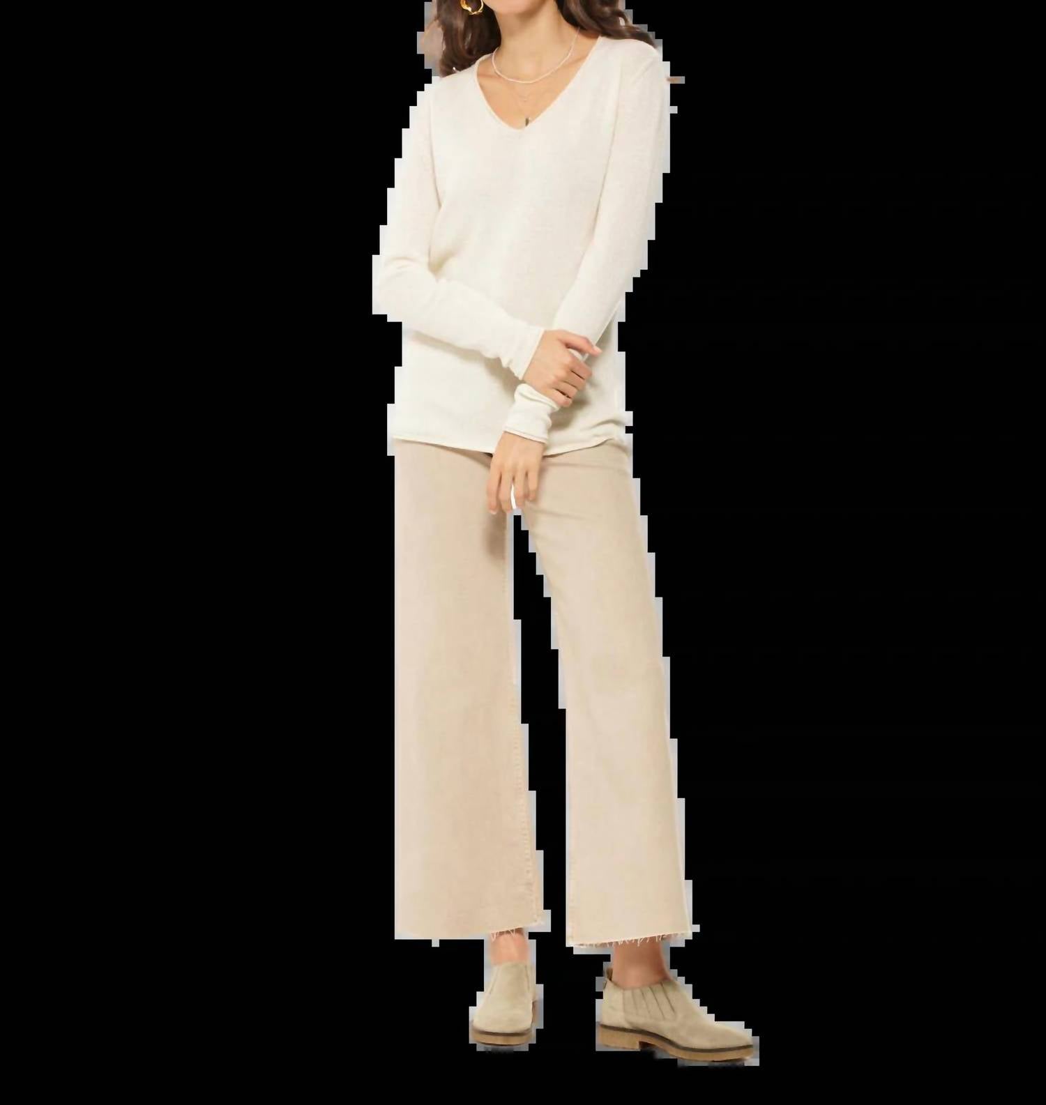 Monticelli Cashmere - Women's Ultra-light Cashmere V-neck Sweater