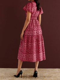 BANJANAN Naxos Dress in floral red - women's dress - detail view