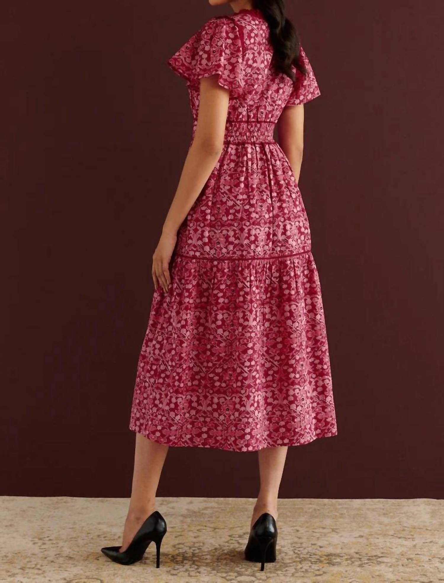 BANJANAN Naxos Dress in floral red - women's dress - detail view