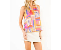 Thml - Sleeveless Ruffled Neck Pattern Top