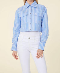 Dolce Cabo - Stripe Crop Blouse