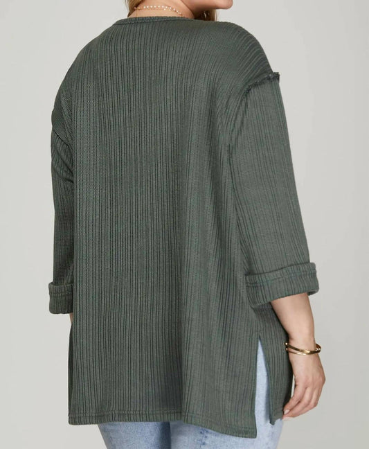 She + Sky - Plus Rolled Sleeve Top