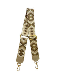 Made in Italy Women's Woven Guitar Style Bag Strap in italy women s woven guitar style bag strap in cream taupe gold - women's item