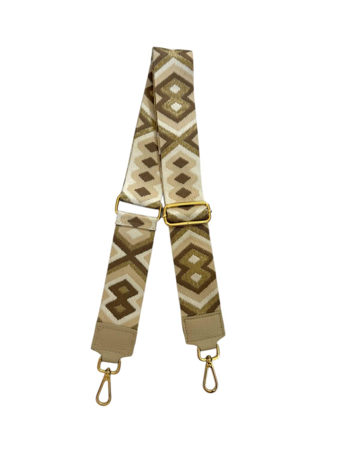 Made in Italy Women's Woven Guitar Style Bag Strap in italy women s woven guitar style bag strap in cream taupe gold - women's item