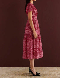 BANJANAN Naxos Dress in floral red - women's dress - alternate view