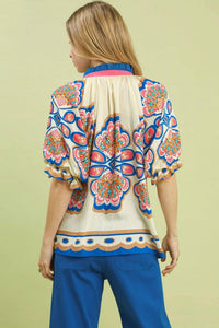 Umgee - Boho Print V-neck Top