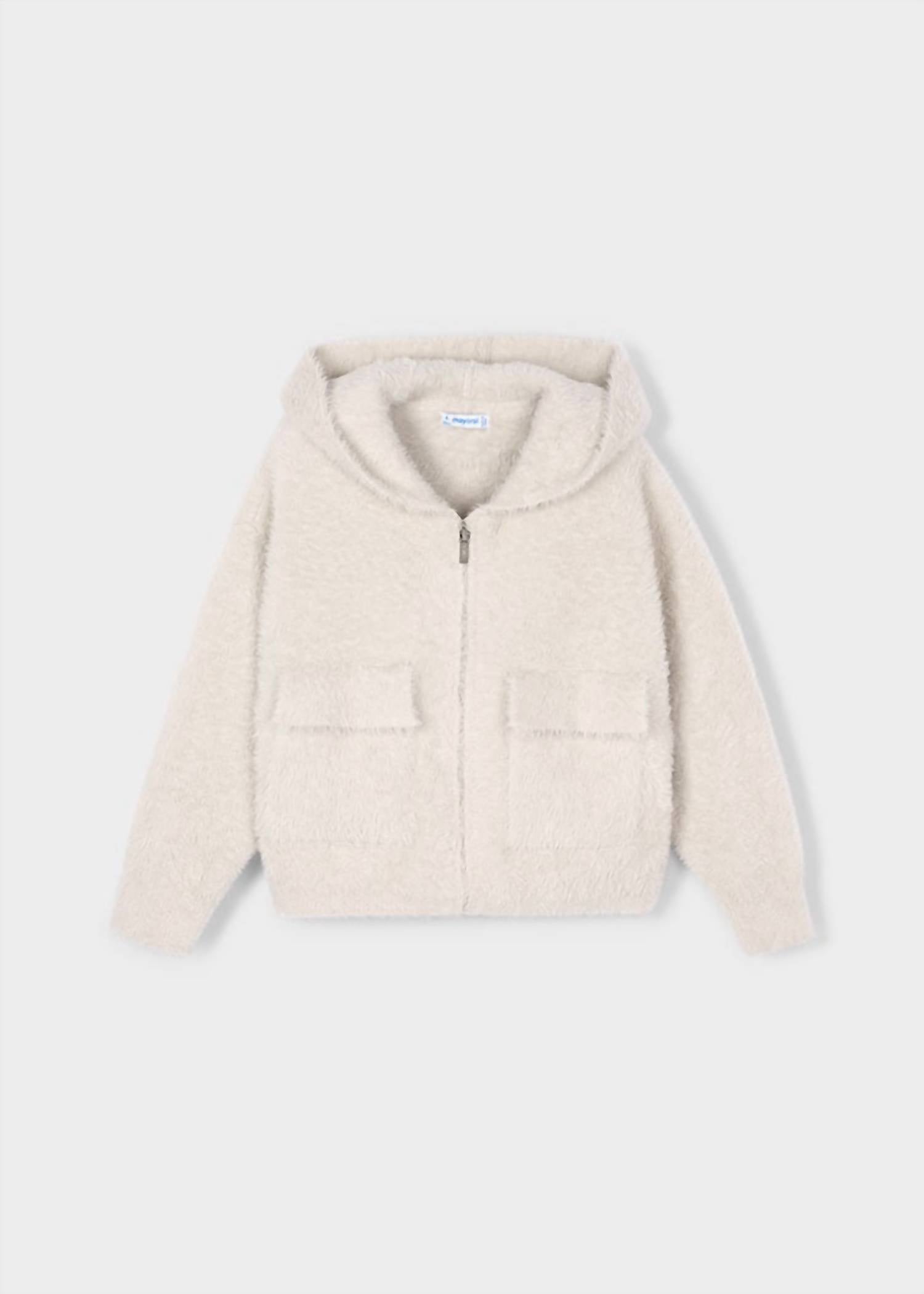 Mayoral - Furry Knit Zip Up Hoodie
