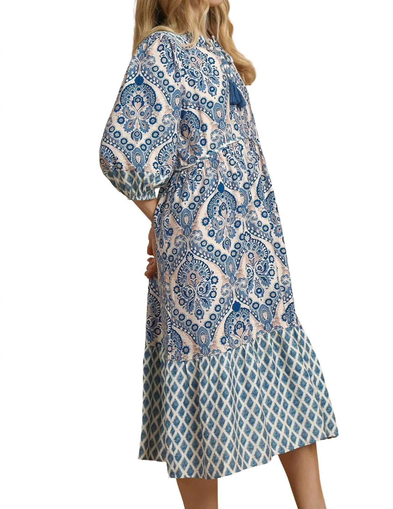 Umgee - Paisley Crosspatch Midi Dress