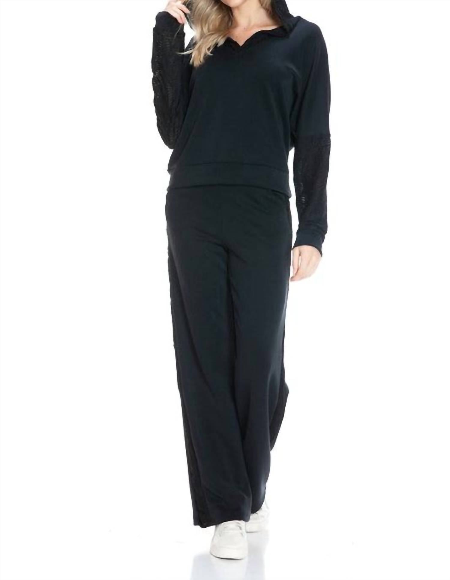 ariella Straight Leg Pants W/ Contrast in black - women's pants - view 5