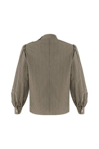 EXQUISE High Neck Cotton Blouse in brown - women's blouse - view 7