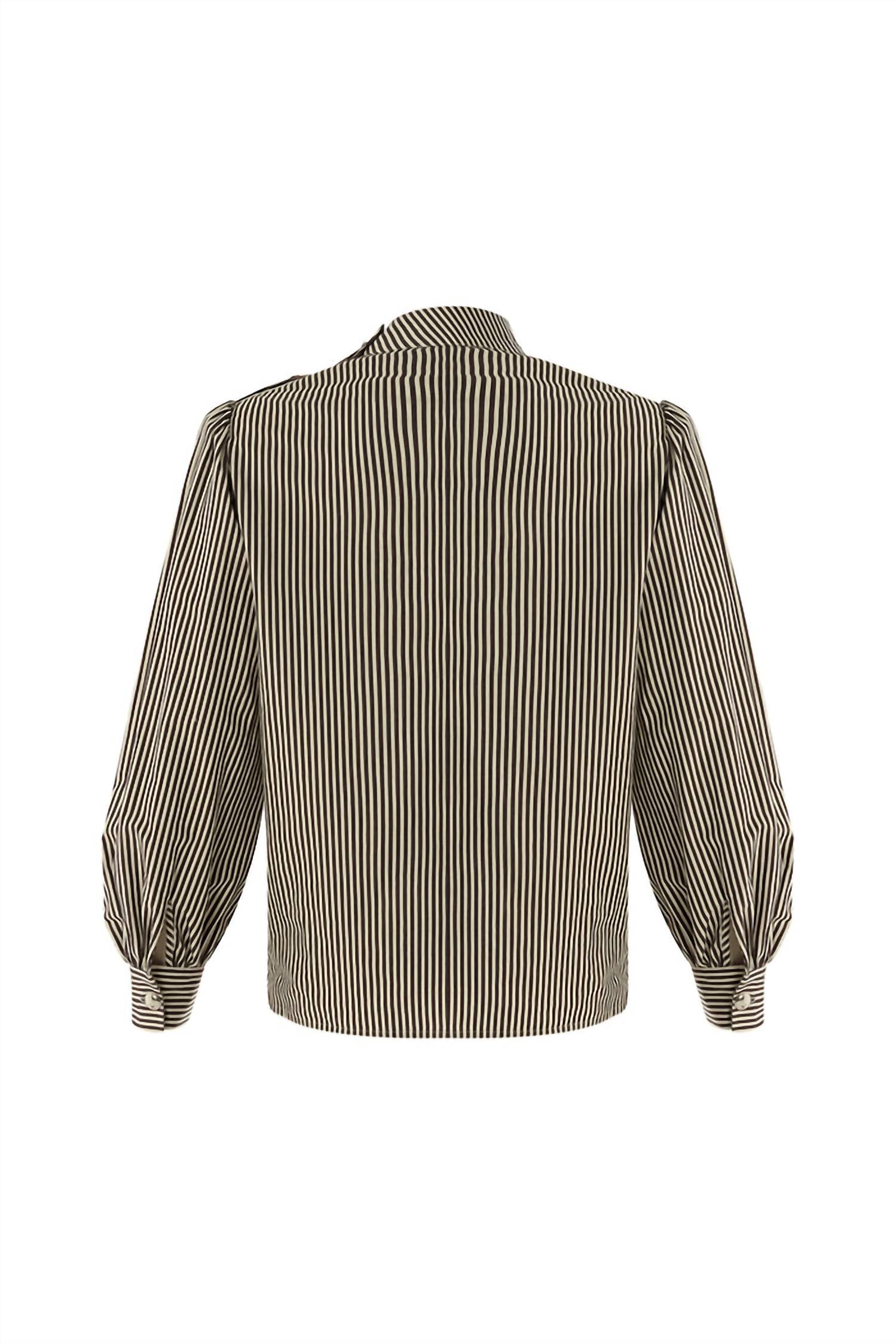 EXQUISE High Neck Cotton Blouse in brown - women's blouse - view 7