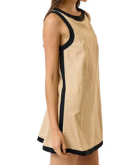 Lalavon - Roselyn Contrast Detail Boat Neck Sleeveless Mini Dress