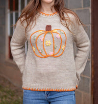 So Me Pumpkin and Floral Embroidered Sweater in beige - women's sweater - view 5