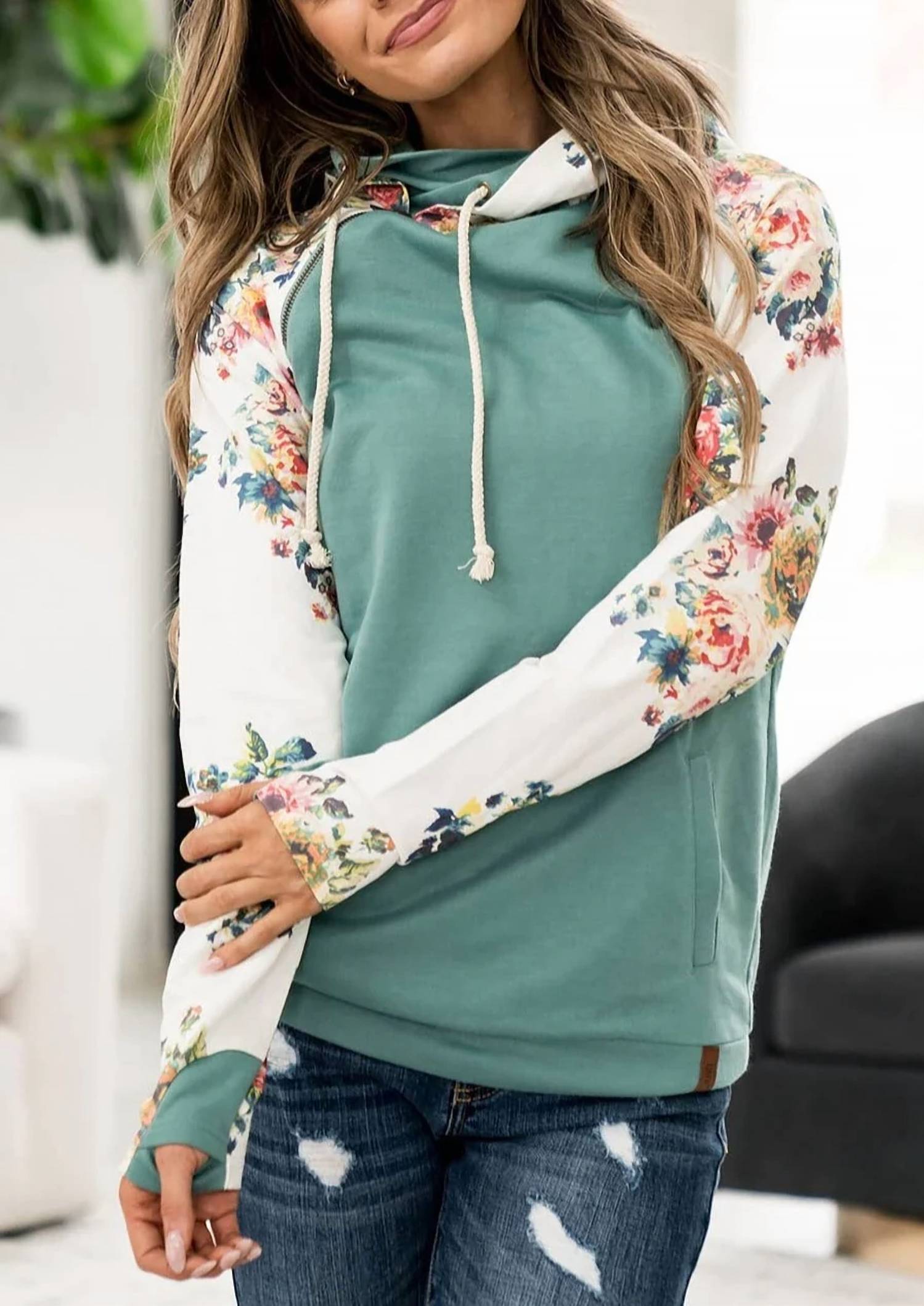 Ampersand Ave - Once & Floral Doublehood Sweatshirt