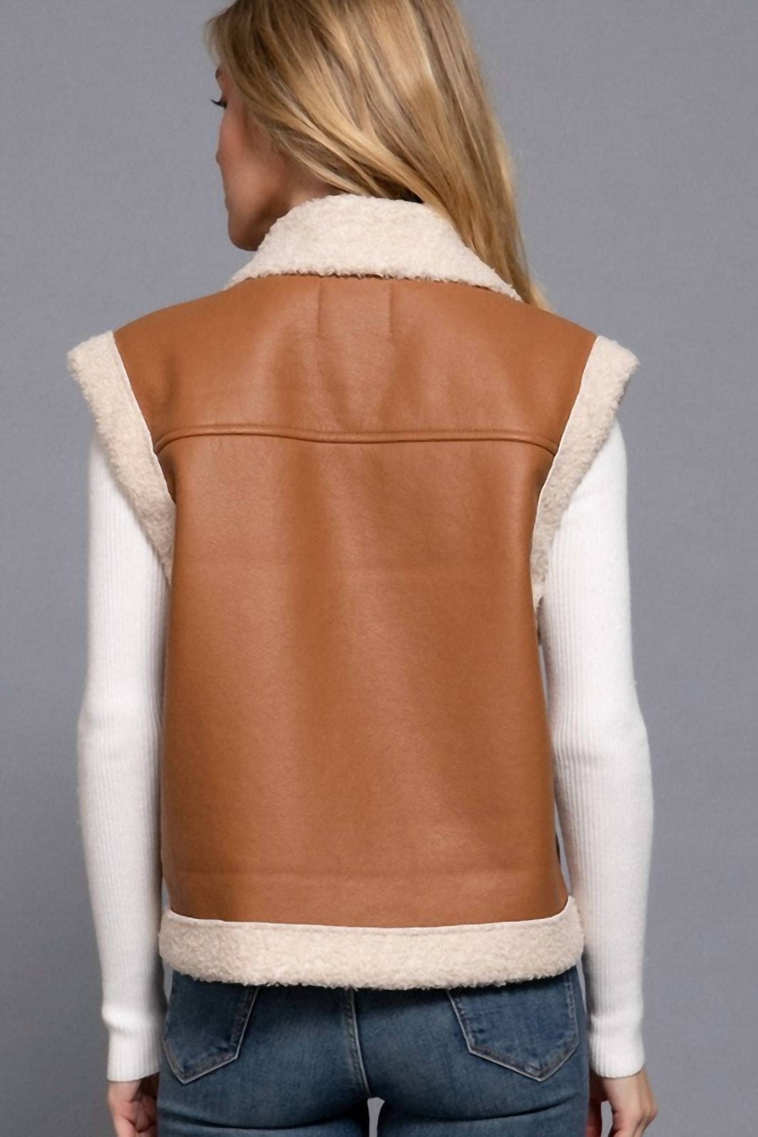 Active Usa - Faux Leather Inner Fur Vest