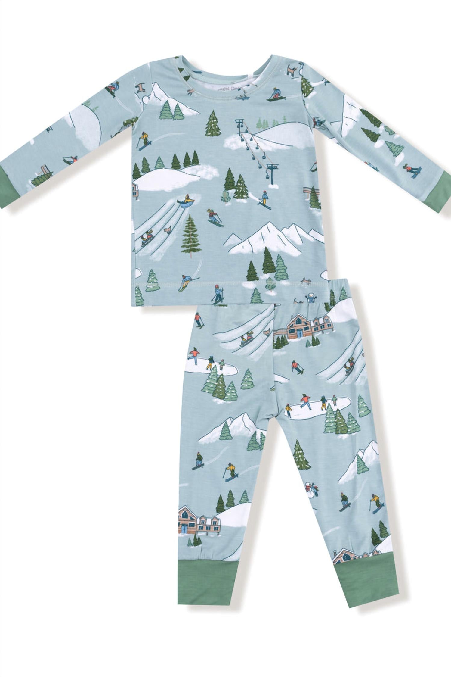 ANGEL DEAR Boys Long Sleeve Loungewear Set in winter fun skiers - kids' sleepwear