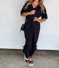 BLAKELEY Cam Luxe Loung Jumpsuit in black - women's pants - detail view