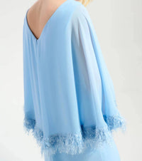 Joseph Ribkoff - Chiffon Cape Sleeves A-line Dress