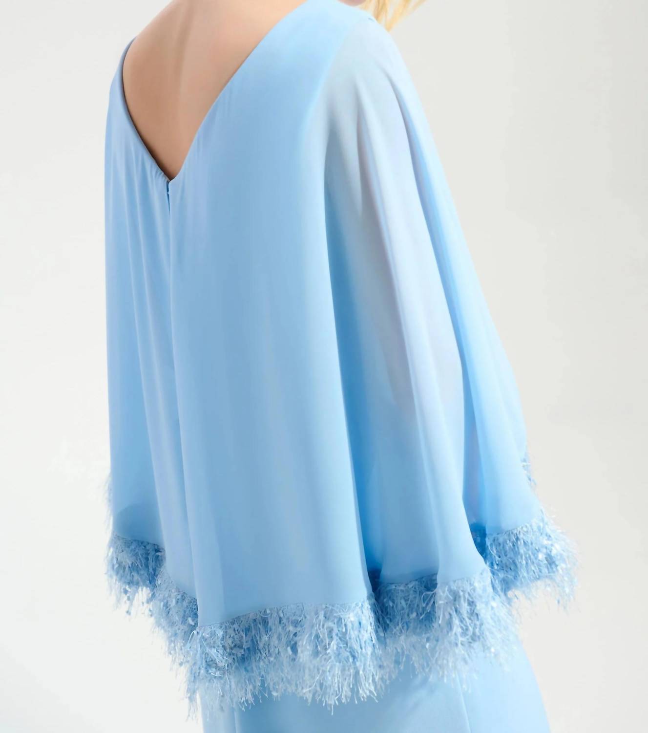 Joseph Ribkoff - Chiffon Cape Sleeves A-line Dress