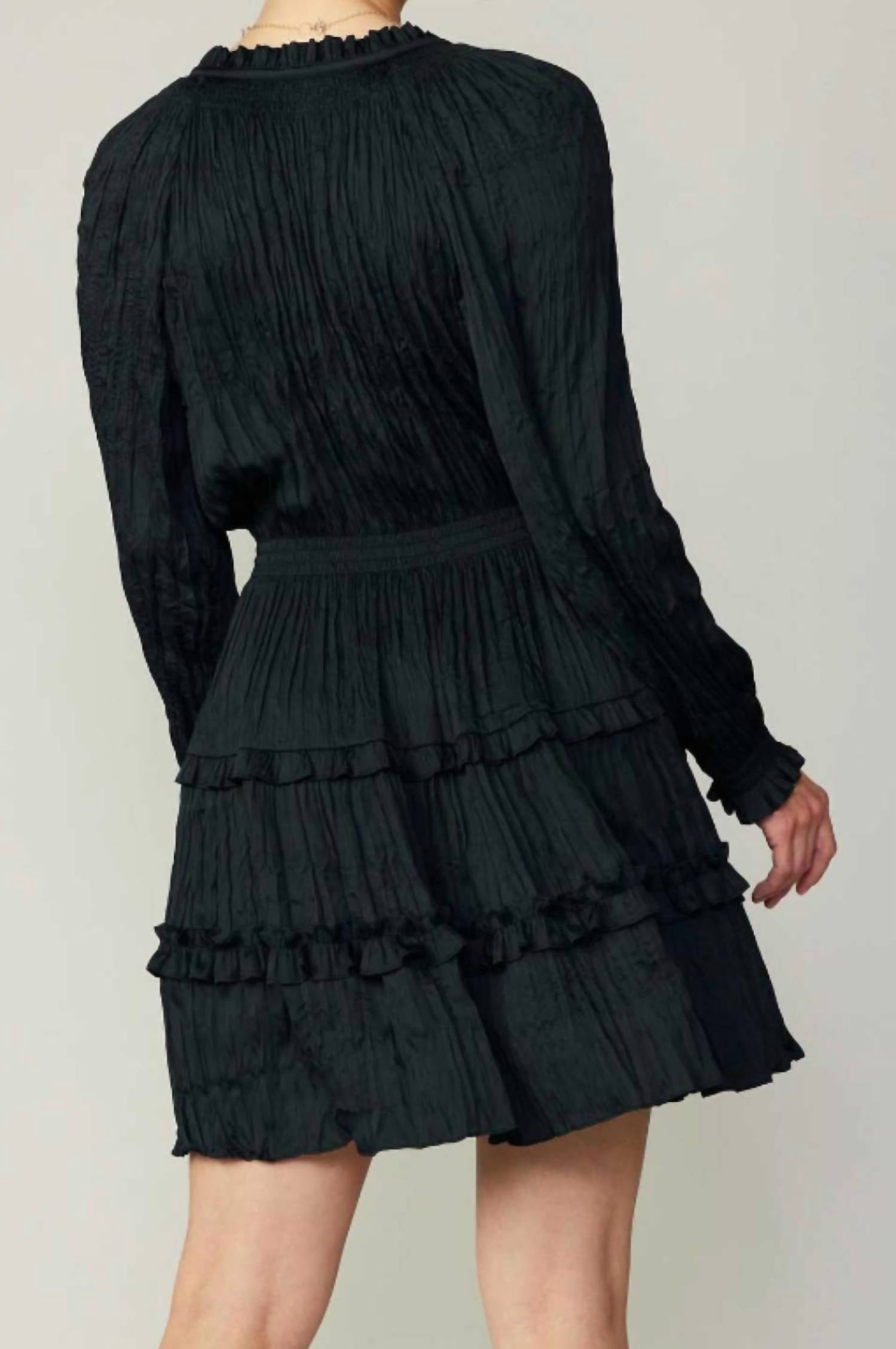 Current Air - Long Sleeve Wrinkled Mini Dress