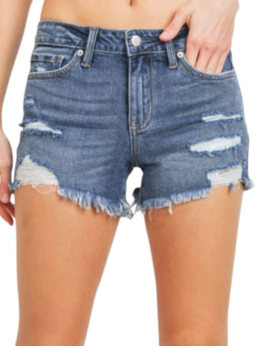 Just Black Denim - Mid Rise Distressed Short