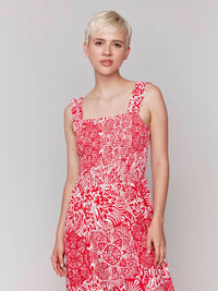 Charlie B - Printed Midi Dress With Shirring Detail