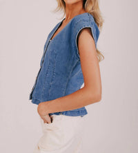 Wishlist - Pleat It Denim Top
