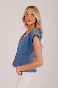Wishlist - Pleat It Denim Top