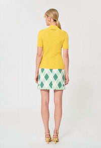 TARA JARMON Perla Fitted Knit Top in mimosa - women's t-shirt - detail view