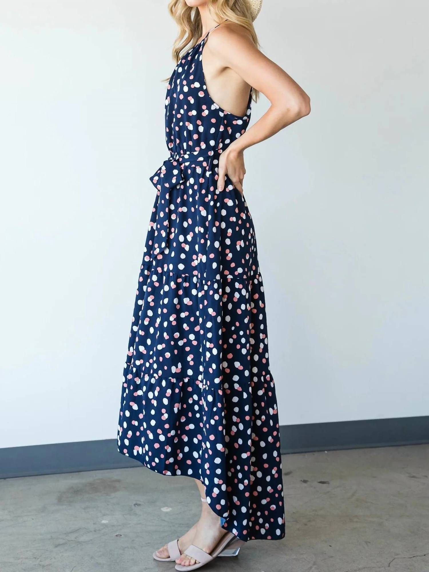 Cy Fashion - Happy Polka Dot Halter Maxi Dress