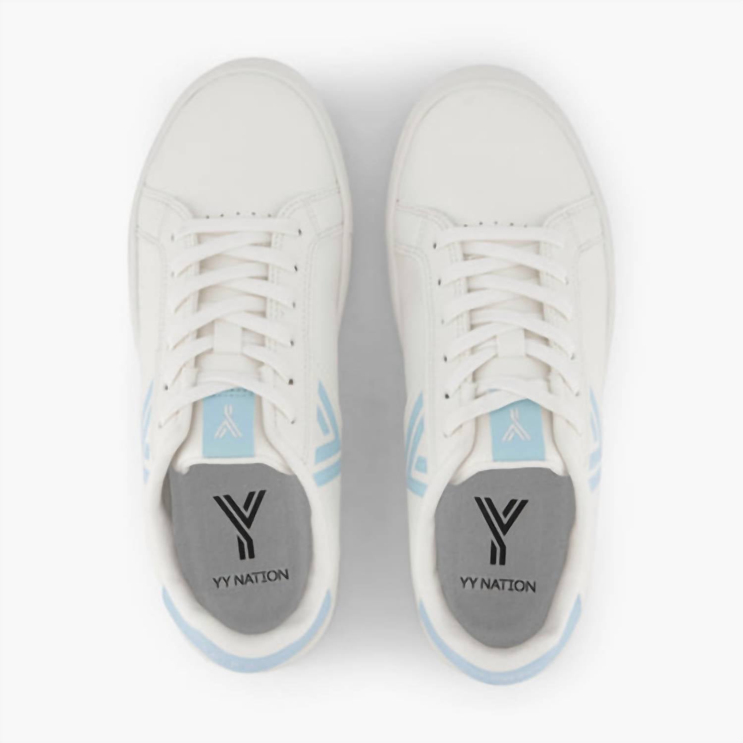 YY Nation Women's Fractus Cactus Sneaker in white sky blue white - women's sneaker - detail view