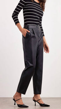 Ellen Tracy - Pleated Faux Leather Pant