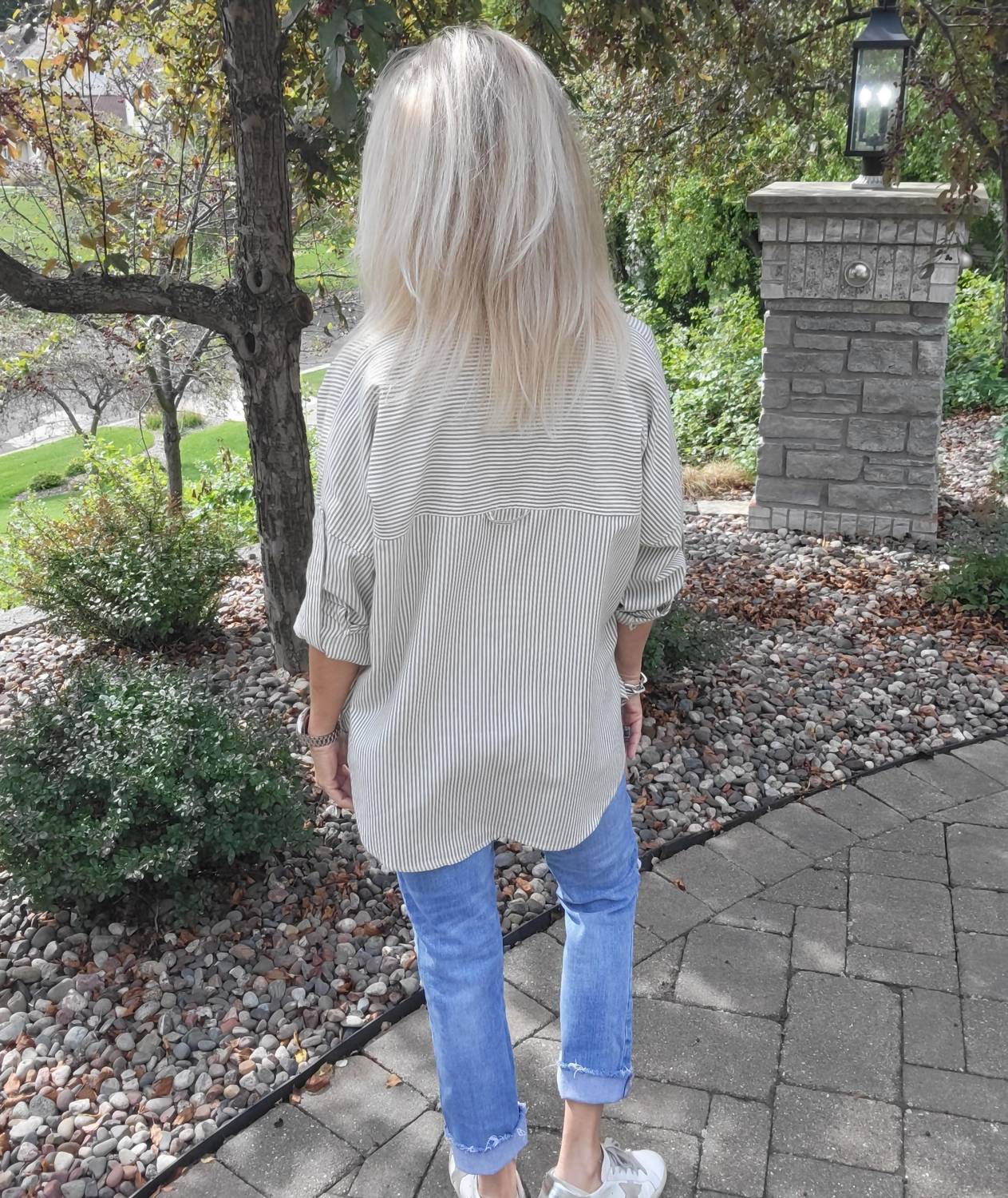 Dex - Long Sleeve Stripe Blouse