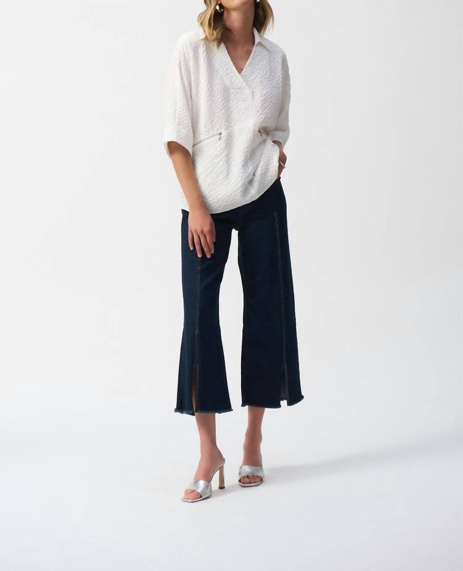 Joseph Ribkoff - Seersucker Boxy High-Low Top