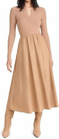 Moon River - Long Sleeve Twofer Midi Dress