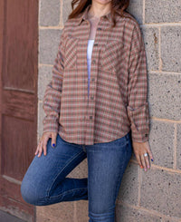 Hem & Thread Take It From Me Flannel Shirt in brown - women's shirt - view 4