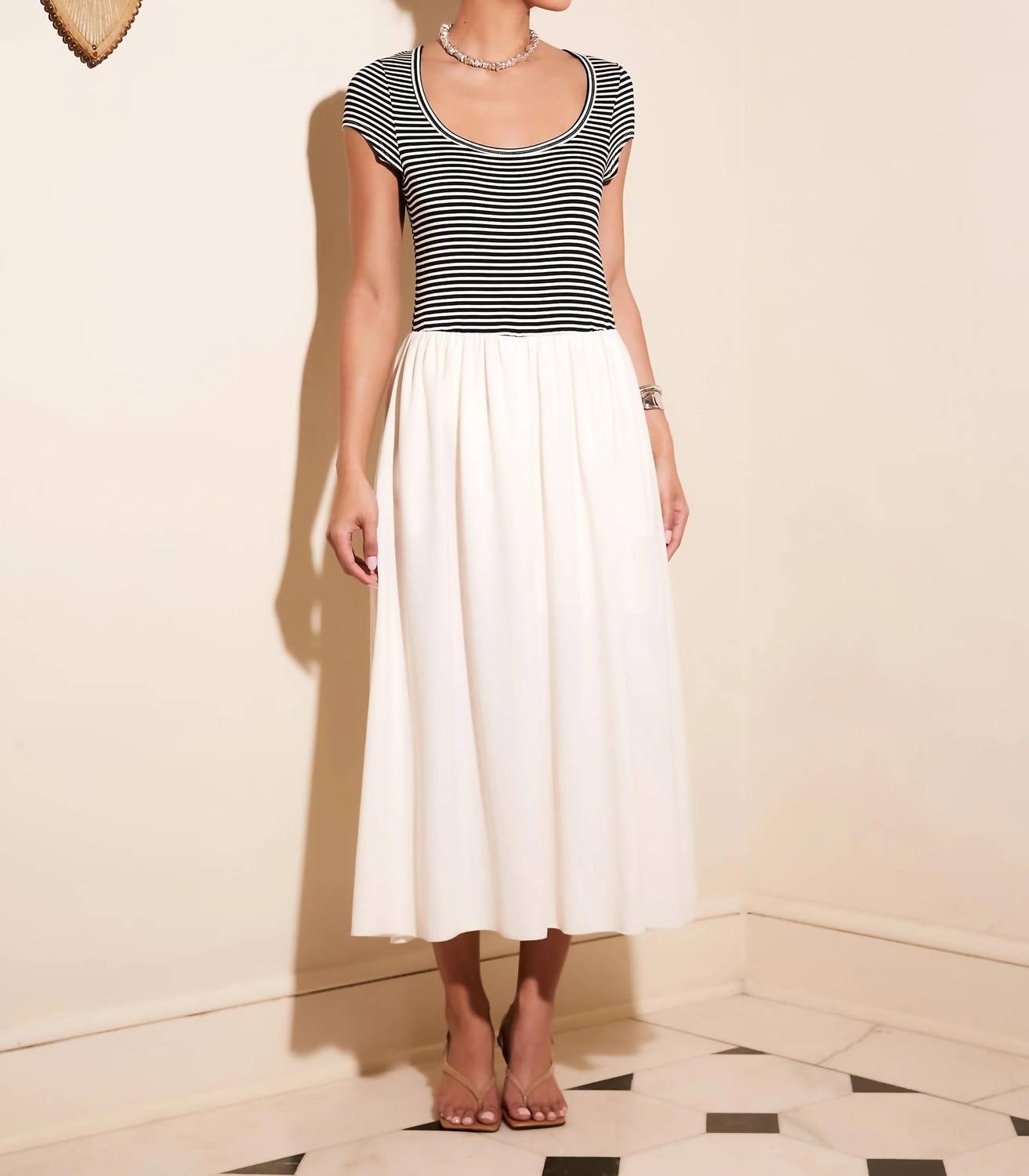 Fifteen Twenty Contrast Hem Sylvie Dress in black stripe - women's dress - view 5