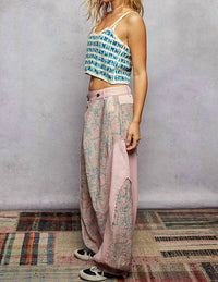 Pol - Contrast Panel On Side Waist Button Detail Pants