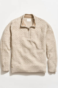 Billy Reid Basketweave Half Zip Sweater in oatmeal melange - men's sweater - view 5