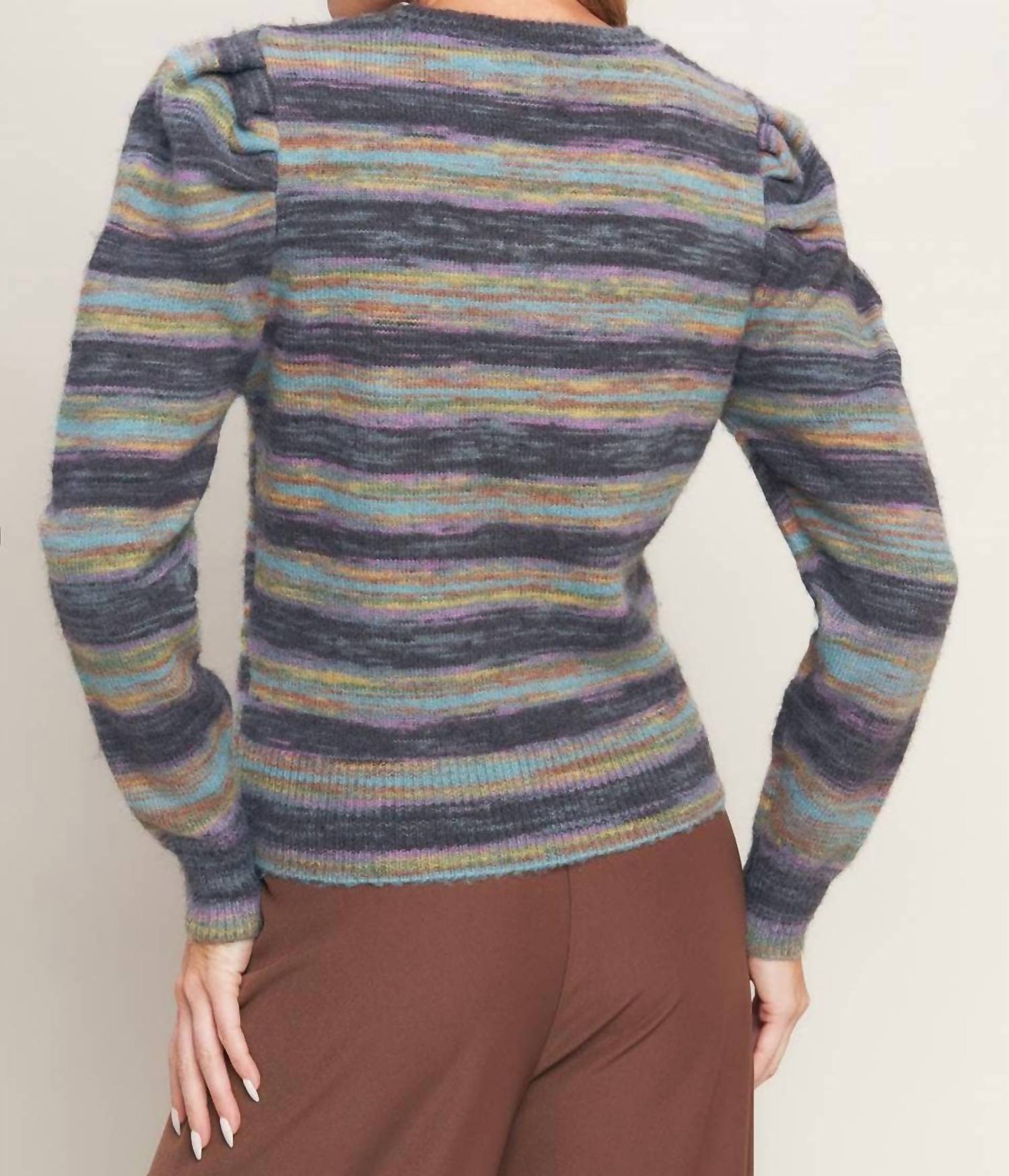 Flying Tomato - Stripe Puff Sweater