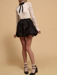 Promesa - Floral Burnout Mesh Bubble Mini Skirt