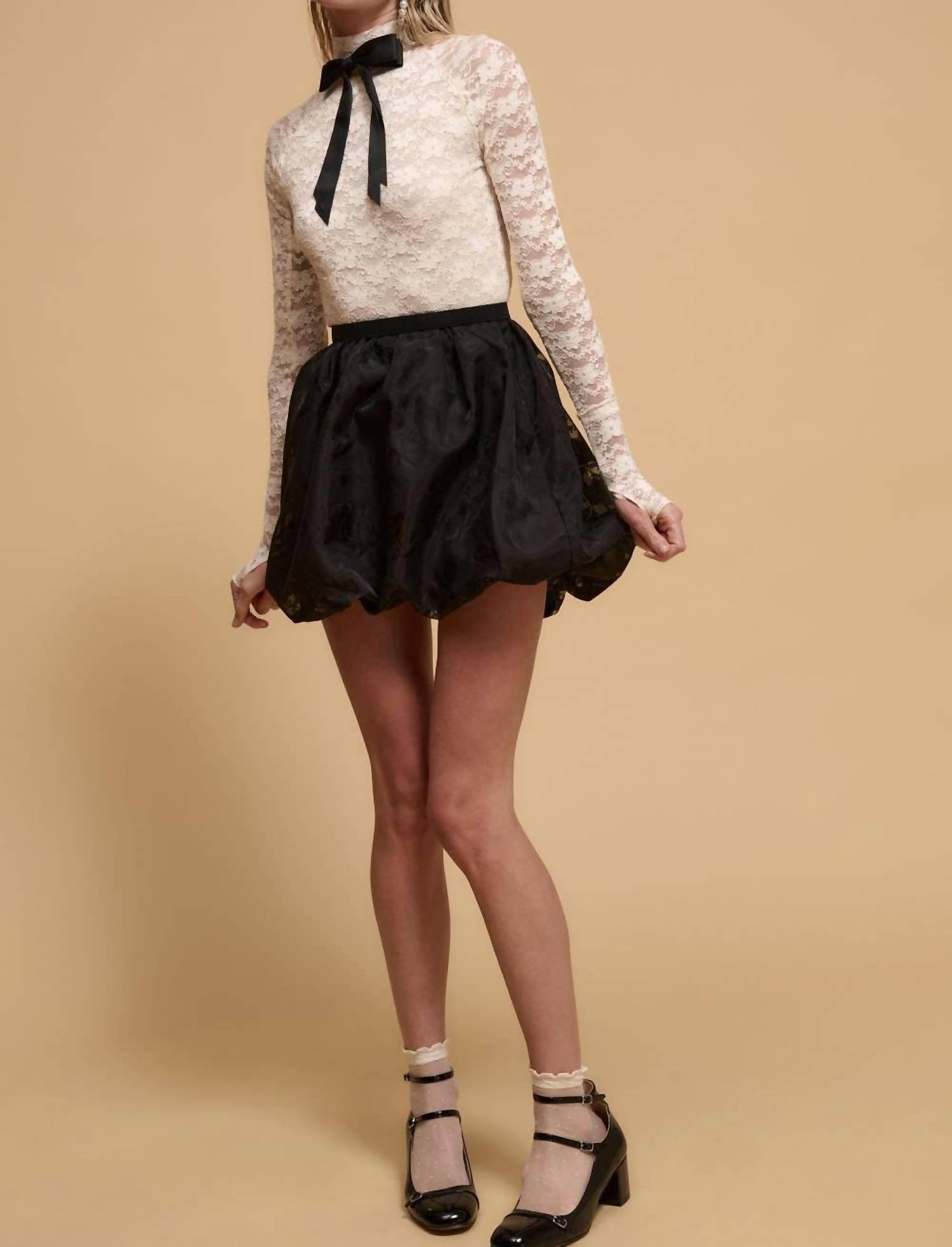 Promesa - Floral Burnout Mesh Bubble Mini Skirt