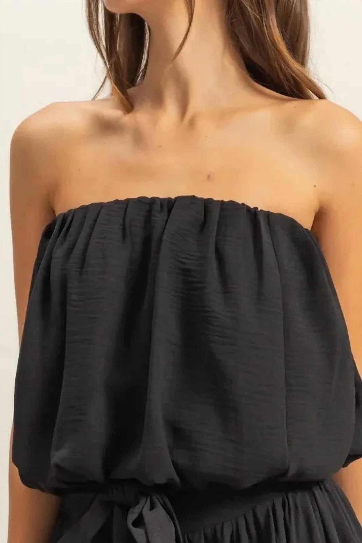 HYFVE Sand Washed Sleeveless Bubble Hem Top in black - women's blouse