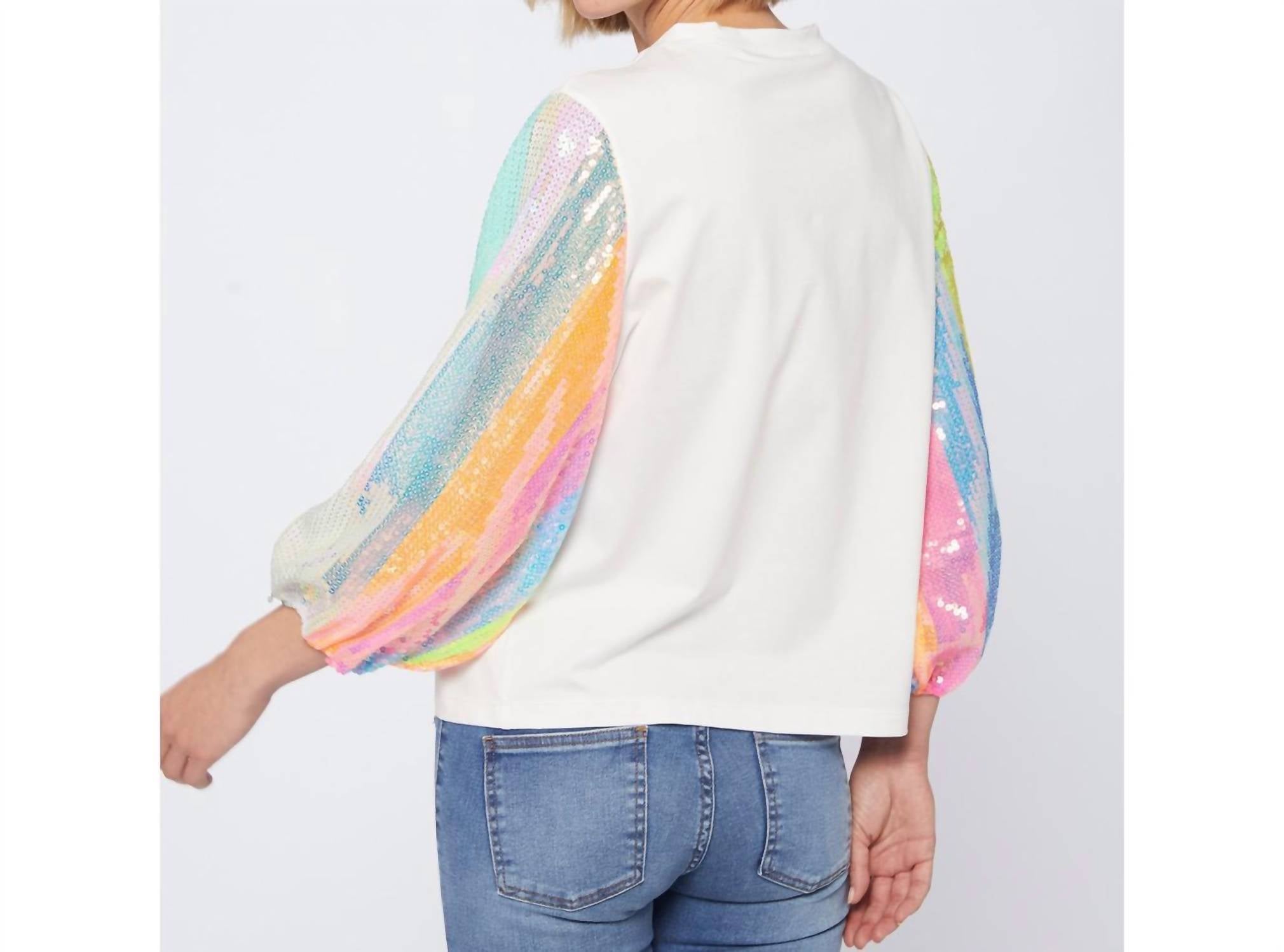 Vilagallo - Sequin Sleeve Strip Top