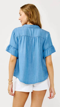 Lovestitch - Ruffle Sleeve Button Down Top