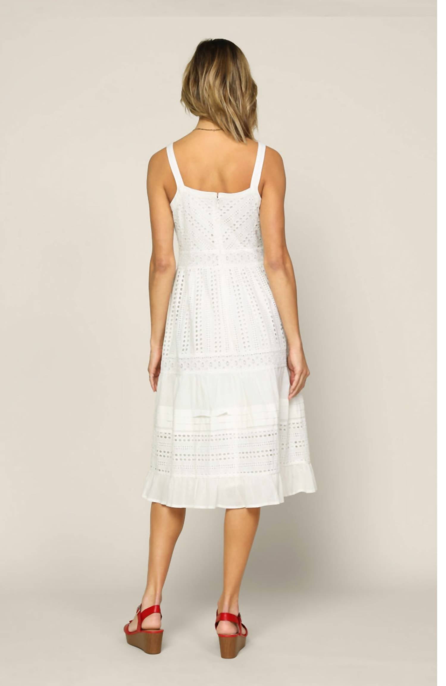 SKIES ARE BLUE Girl Next Door Midi Dress in white - women's dress - detail view