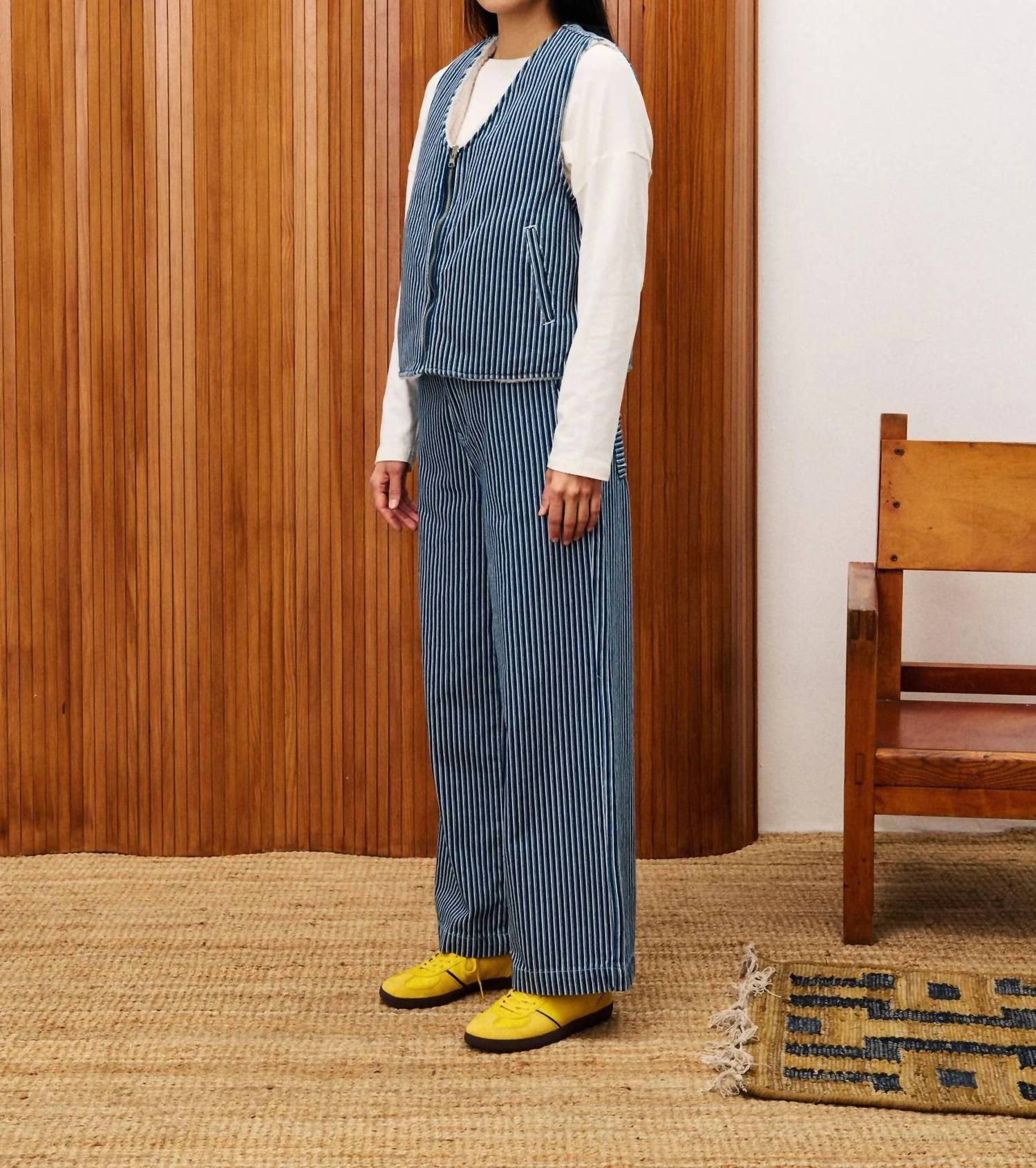 FRNCH Cymric Stripe Vest in blue and white - women's blouse - view 4